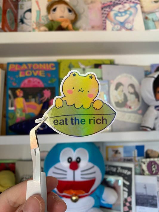 EAT THE RICH caterpillar sticker!